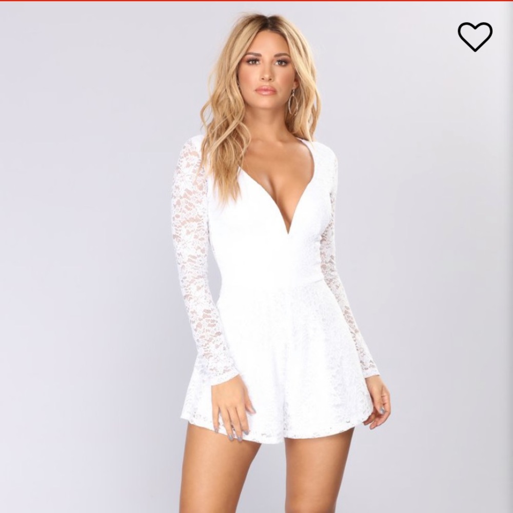 NWT Long Sleeve White Lace Romper